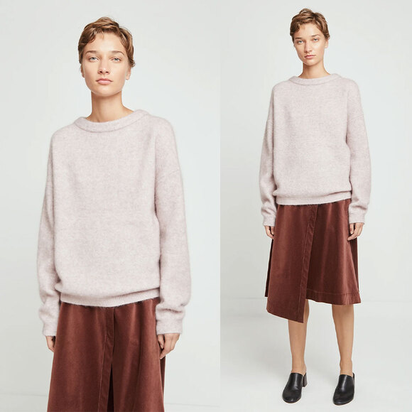 ACNE STUDIOS Dramatic Mohair Wool Blend Sweater in Powder Pink Size S - Picture 3 of 16